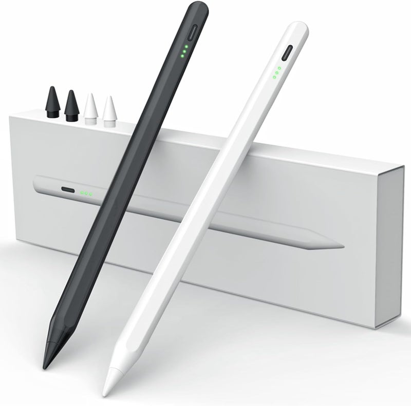MEKO Stylus Pen for iPad W/Palm Rejection Tilt Sensor,13Mins Fully Charged, Active Apple Pencil Compatible W/iPad 6/7/8/9/10,Pro12.9/11"/M4,Air3/4/5/6,mini5/6(White/Black) - Image 1